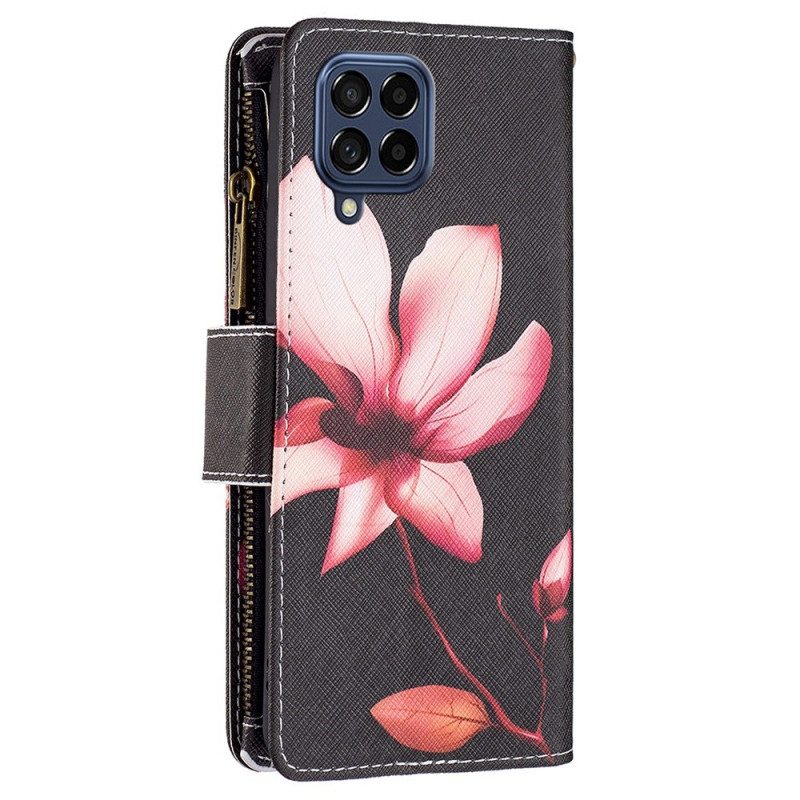 Läderfodral För Samsung Galaxy M53 5G Plånboksfodral Blomsterplånbok