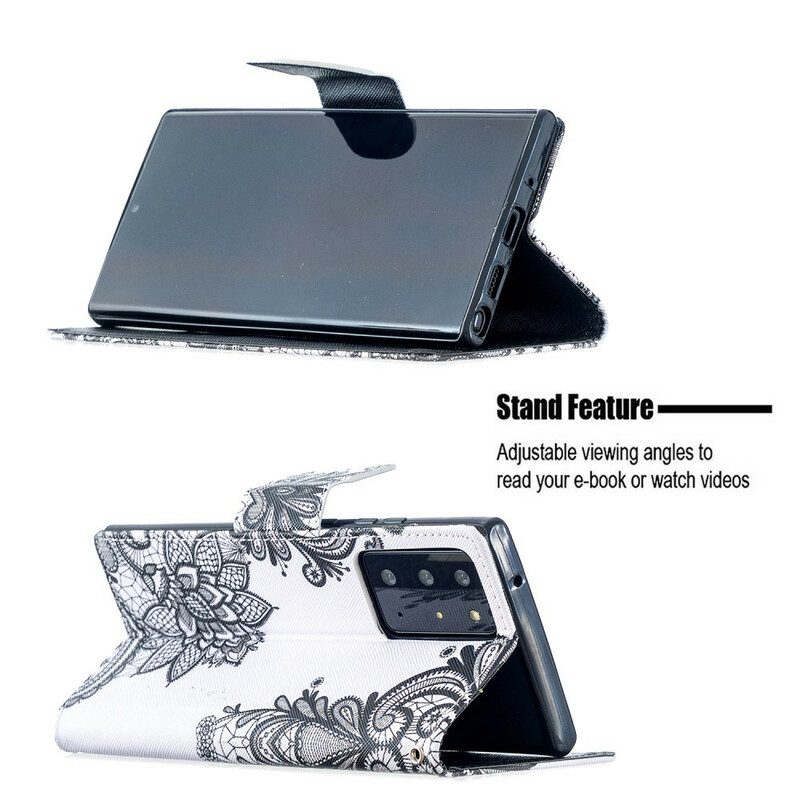 Läderfodral För Samsung Galaxy Note 20 Ultra Med Kedjar Spets Med Avtagbar Rem