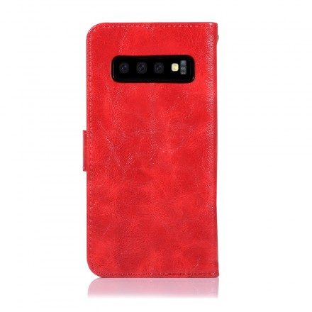 Läderfodral För Samsung Galaxy S10 Med Kedjar Vintage Konstläderrem