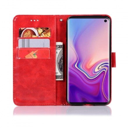 Läderfodral För Samsung Galaxy S10 Med Kedjar Vintage Konstläderrem