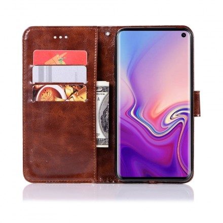 Läderfodral För Samsung Galaxy S10 Med Kedjar Vintage Konstläderrem