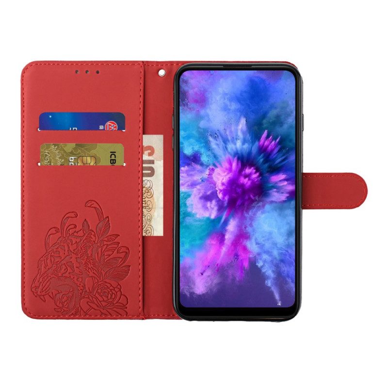 Läderfodral För Samsung Galaxy S10 Plus Med Kedjar Barock Strappy Tiger