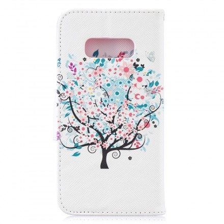 Läderfodral För Samsung Galaxy S10e Blommigt Träd