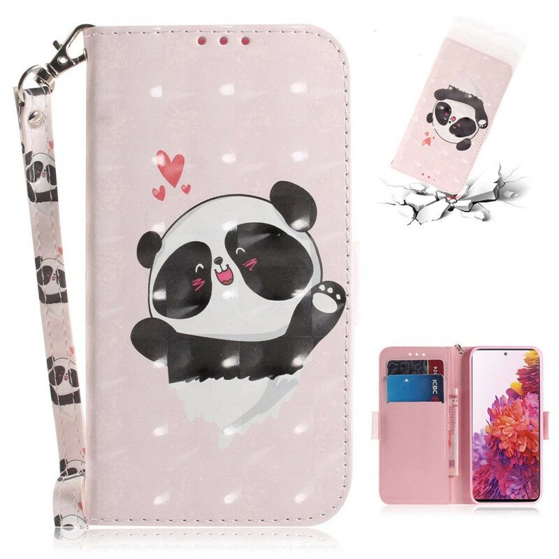 Läderfodral För Samsung Galaxy S20 FE Med Kedjar Panda Love Strap