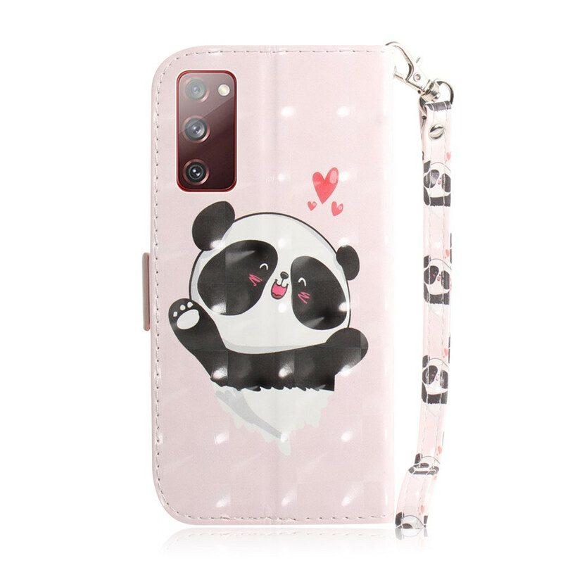 Läderfodral För Samsung Galaxy S20 FE Med Kedjar Panda Love Strap