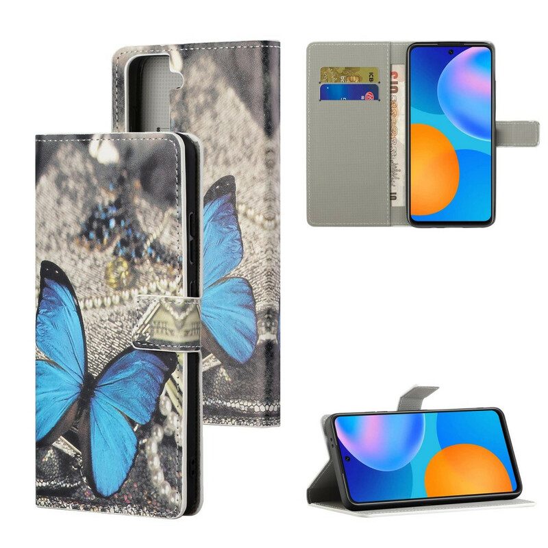 Läderfodral För Samsung Galaxy S21 5G Endast Fjärilar