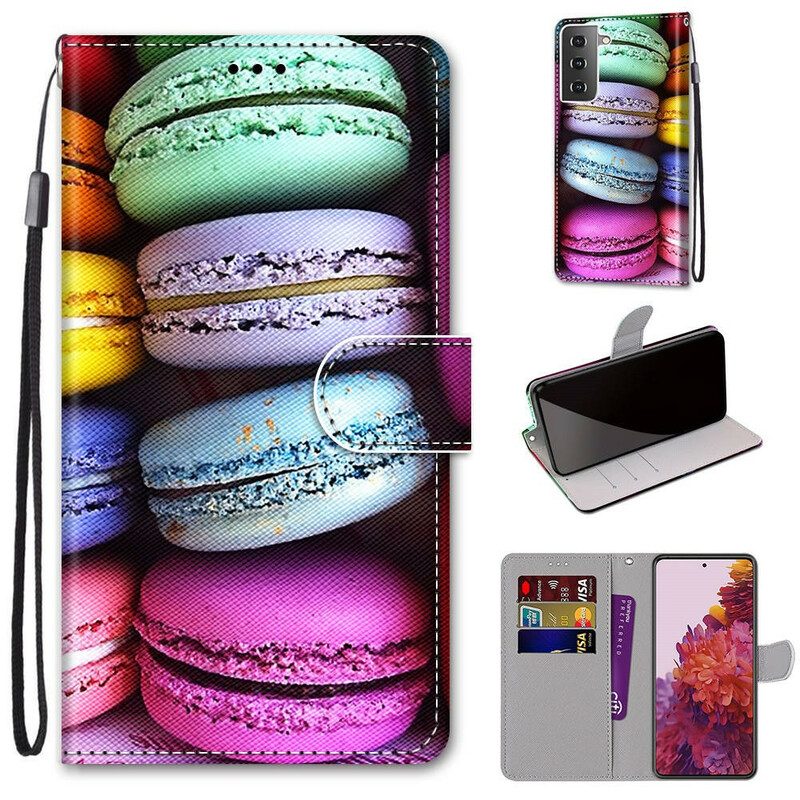 Läderfodral För Samsung Galaxy S21 5G Macaroons