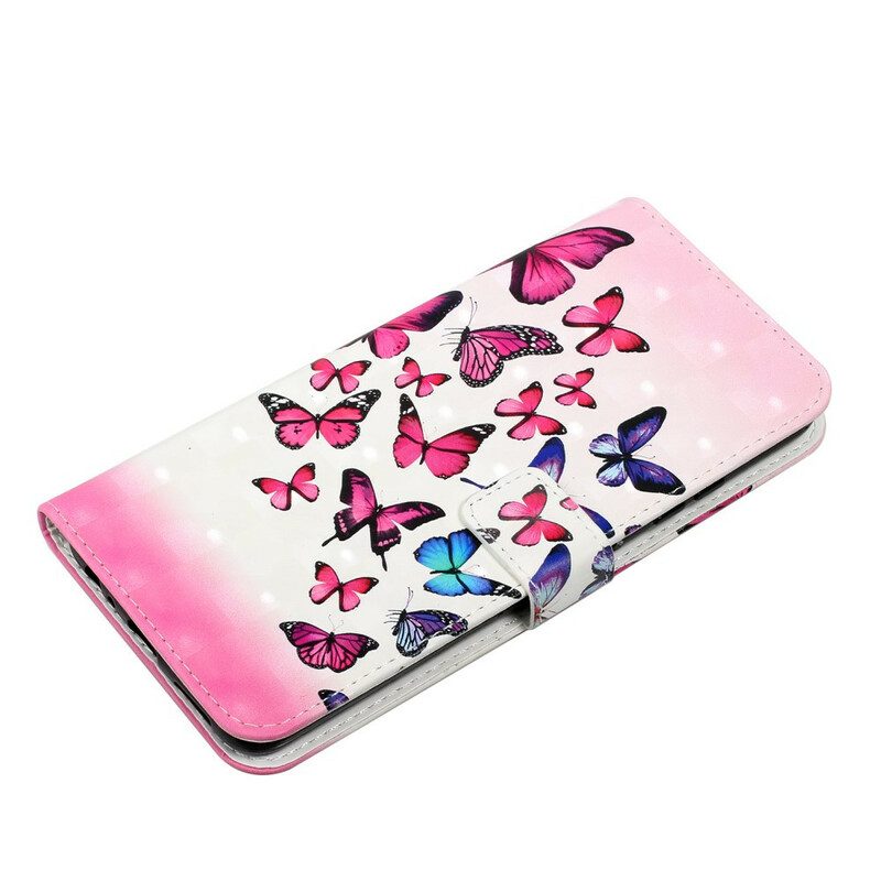 Läderfodral För Samsung Galaxy S21 FE Flygande Fjärilar