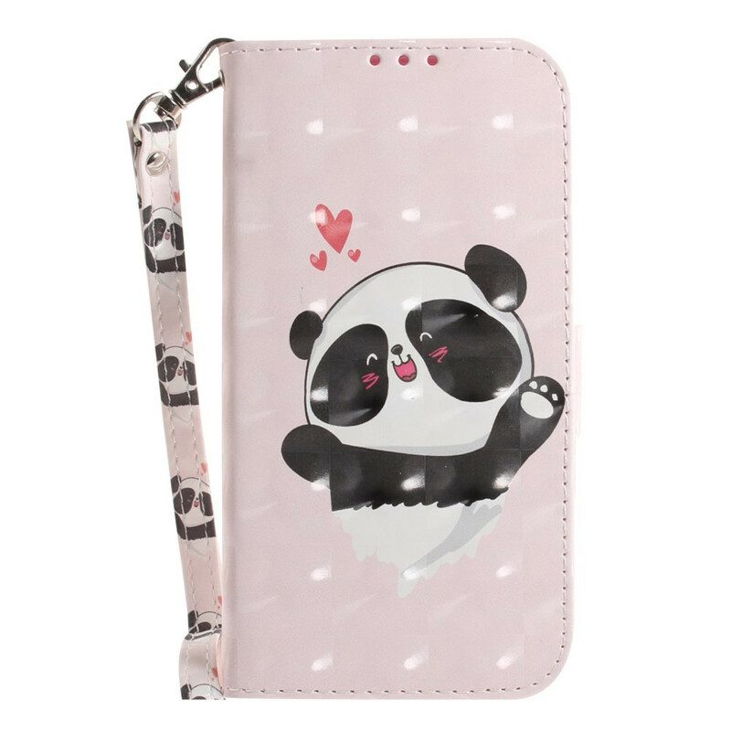 Läderfodral För Samsung Galaxy S21 FE Med Kedjar Thong Panda Kärlek