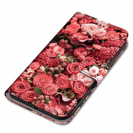 Läderfodral För Samsung Galaxy S21 Ultra 5G Blomromantik