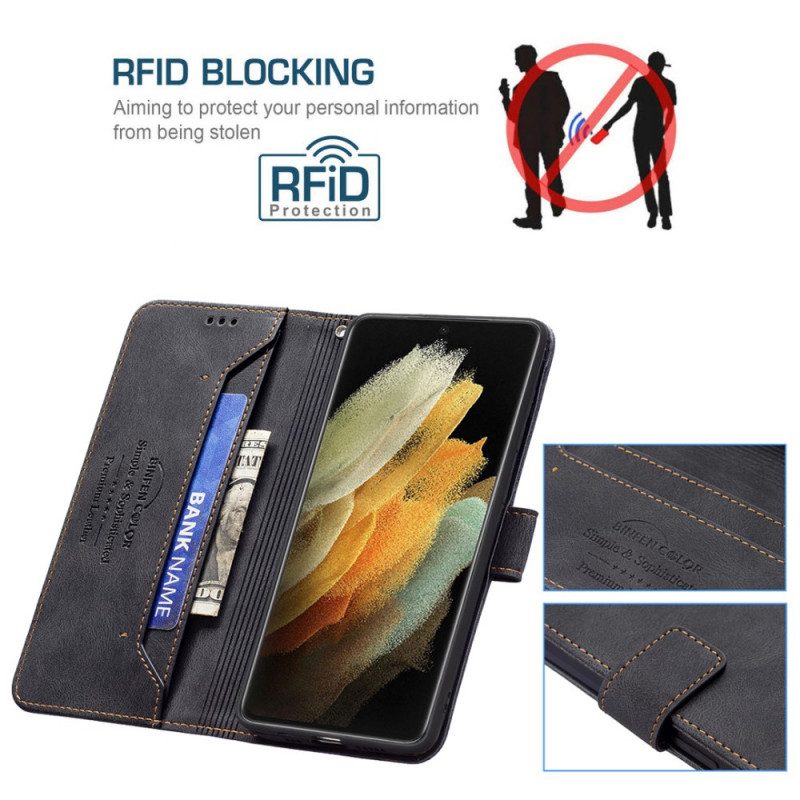 Läderfodral För Samsung Galaxy S21 Ultra 5G Rfid Binfen Färg