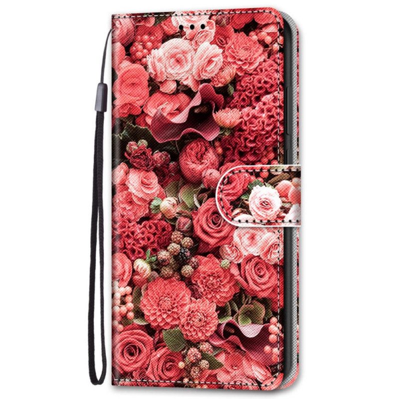 Läderfodral För Samsung Galaxy S22 Plus 5G Blomsterromantik