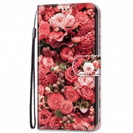 Läderfodral För Samsung Galaxy S22 Plus 5G Blomsterromantik