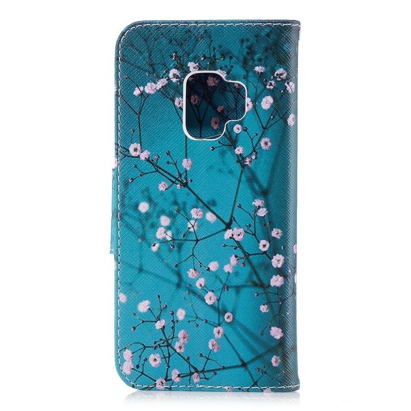 Läderfodral För Samsung Galaxy S9 Blommande Träd