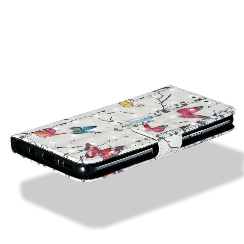 Läderfodral För Samsung Galaxy S9 Plus Fjärilar Och Björk