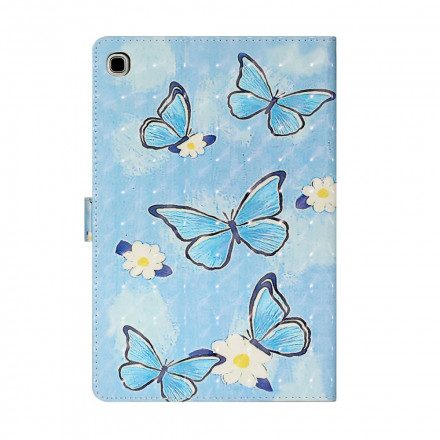 Läderfodral För Samsung Galaxy Tab A7 Blå Fjärilar