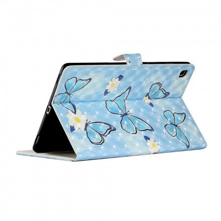 Läderfodral För Samsung Galaxy Tab A7 Blå Fjärilar