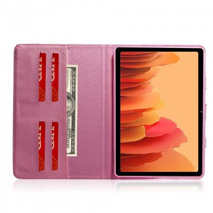 Läderfodral För Samsung Galaxy Tab A7 Vintageblomma Med Handtag