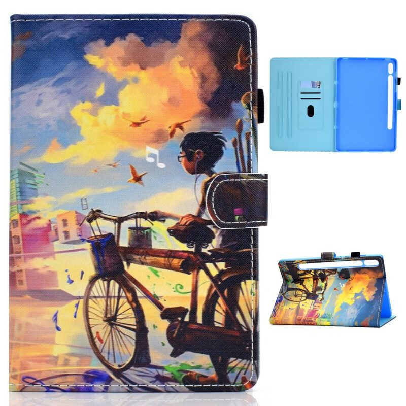 Läderfodral För Samsung Galaxy Tab S7 / Tab S8 Cykel Art