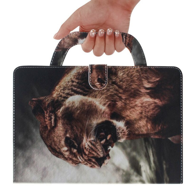 Läderfodral För Samsung Galaxy Tab S7 / Tab S8 Lejon Med Handtag