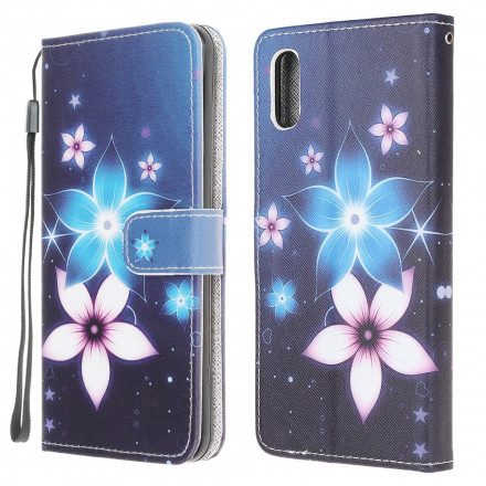 Läderfodral För Samsung Galaxy XCover 5 Med Kedjar Lunar Strap Flowers