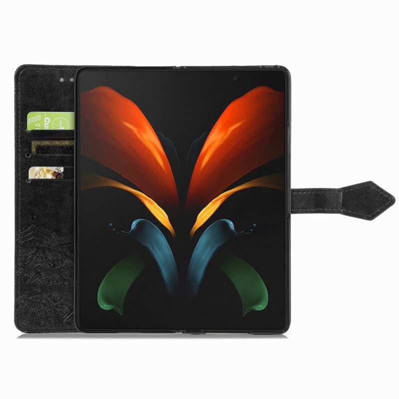 Läderfodral För Samsung Galaxy Z Fold 4 Med Kedjar Medeltidens Strappy Mandala