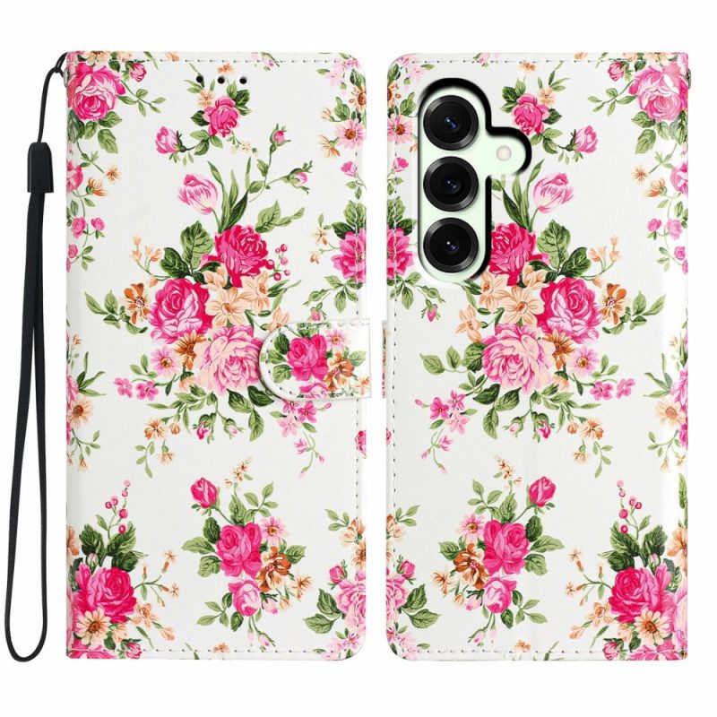 Läderfodral Samsung Galaxy A17 4g / 5g Telefonfodral Frihetsblommor