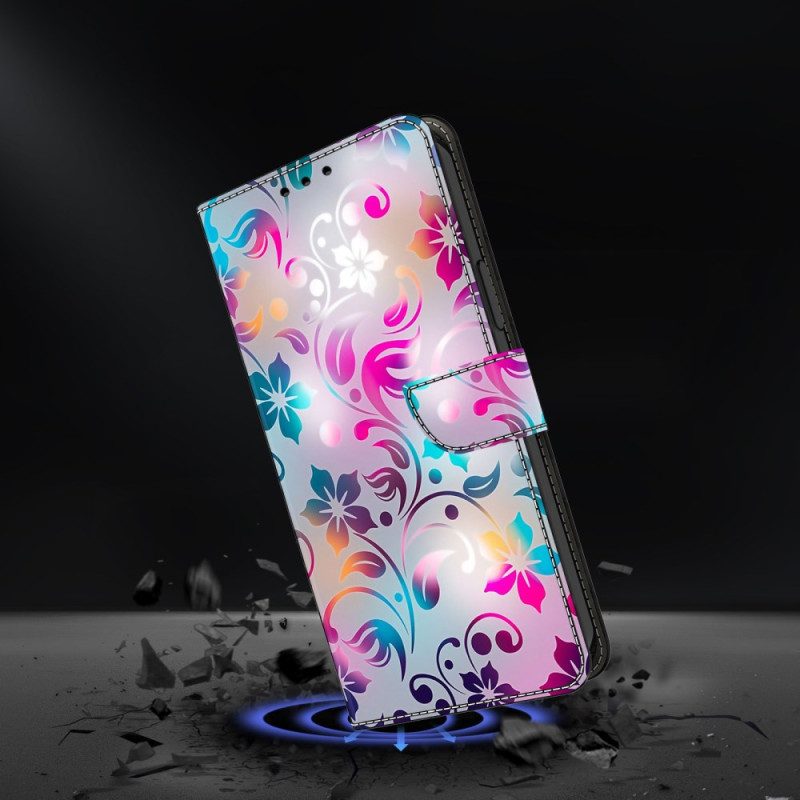 Läderfodral Samsung Galaxy A17 4g / 5g Telefonfodral Handgjorda Blommor