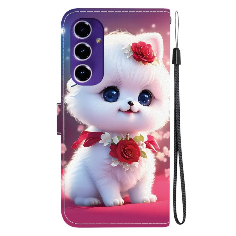 Läderfodral Samsung Galaxy A17 4g / 5g Telefonfodral Katt Med Rosor