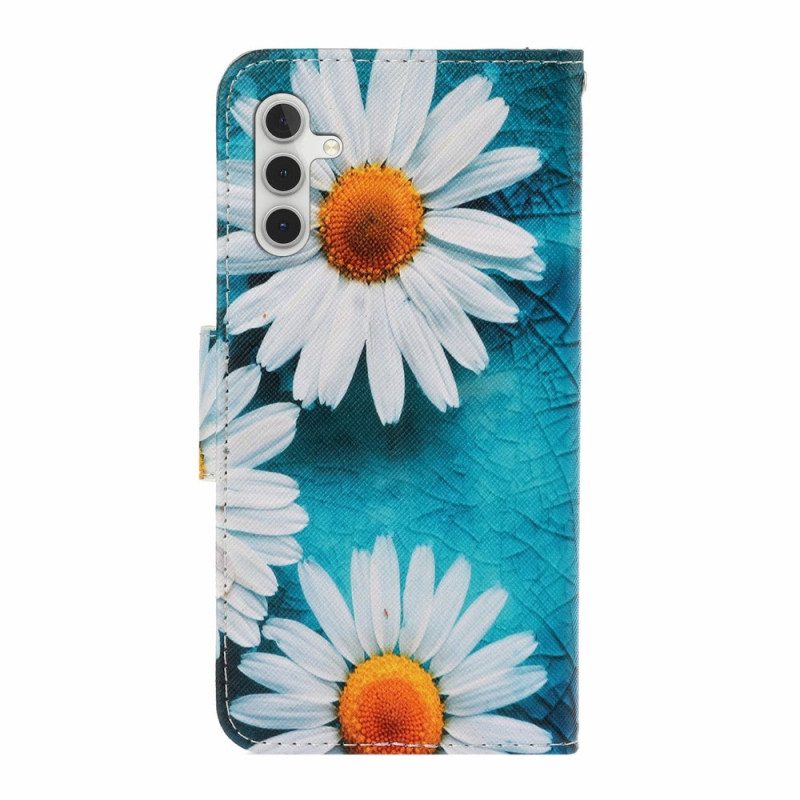 Läderfodral Samsung Galaxy A17 4g / 5g Telefonfodral Krysantemum