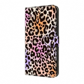 Läderfodral Samsung Galaxy A17 4g / 5g Telefonfodral Leopardmönster Färgglatt