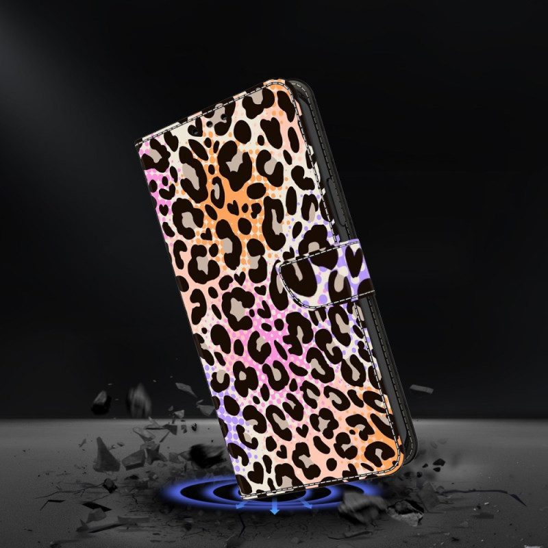 Läderfodral Samsung Galaxy A17 4g / 5g Telefonfodral Leopardmönster Färgglatt