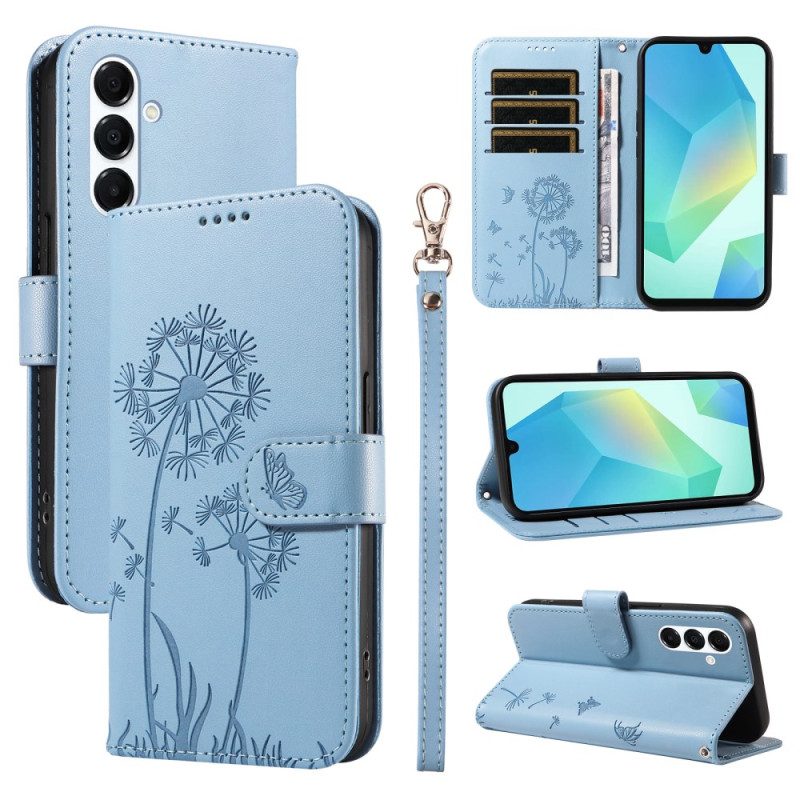 Läderfodral Samsung Galaxy A17 4g / 5g Telefonfodral Maskrosor Med Snodd