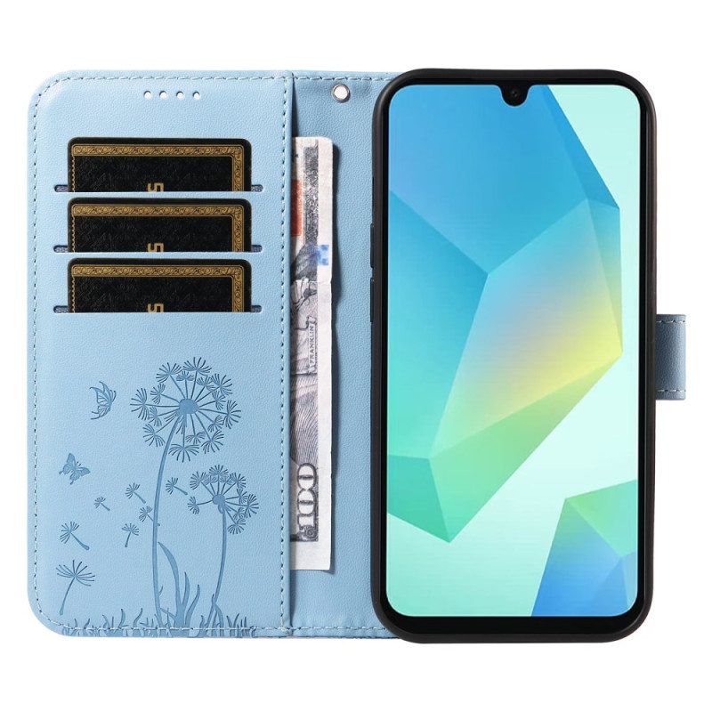 Läderfodral Samsung Galaxy A17 4g / 5g Telefonfodral Maskrosor Med Snodd