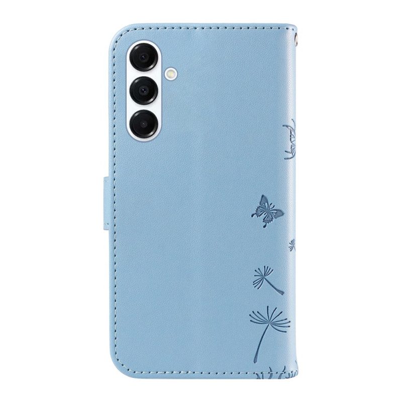 Läderfodral Samsung Galaxy A17 4g / 5g Telefonfodral Maskrosor Med Snodd