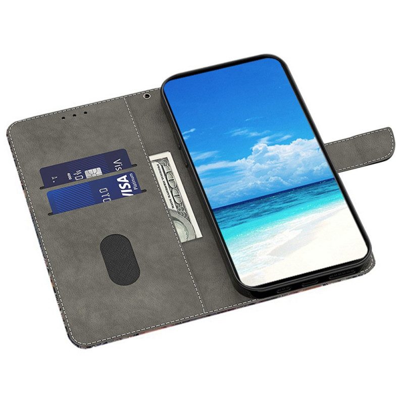 Läderfodral Samsung Galaxy A17 4g / 5g Telefonfodral Randigt Leopardmönster