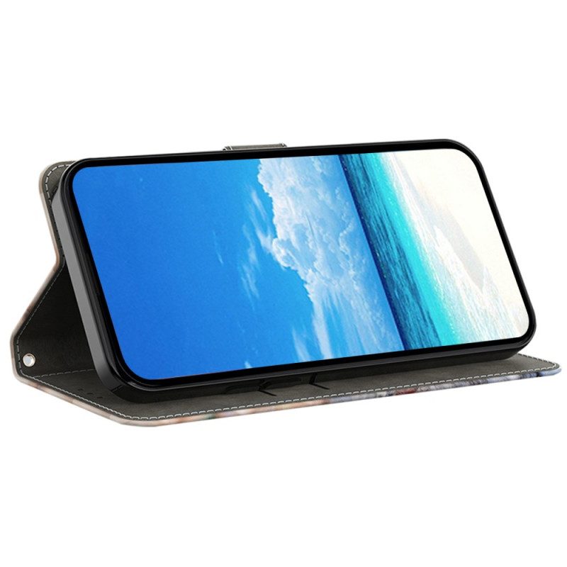Läderfodral Samsung Galaxy A17 4g / 5g Telefonfodral Randigt Leopardmönster