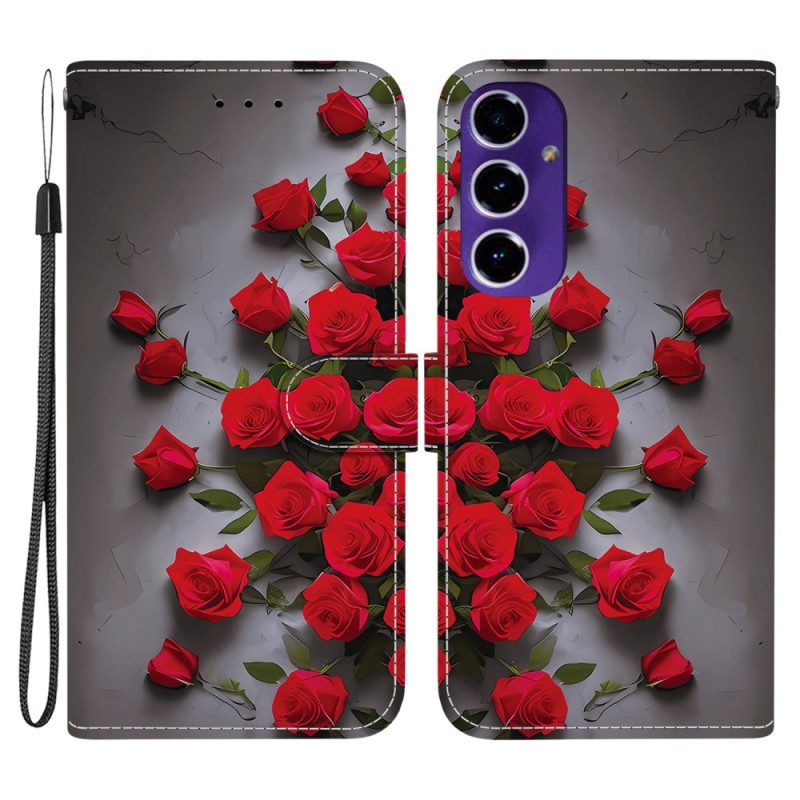 Läderfodral Samsung Galaxy A17 4g / 5g Telefonfodral Röda Rosor