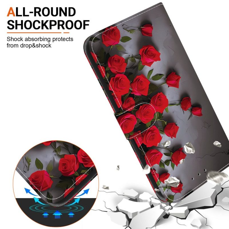 Läderfodral Samsung Galaxy A17 4g / 5g Telefonfodral Röda Rosor