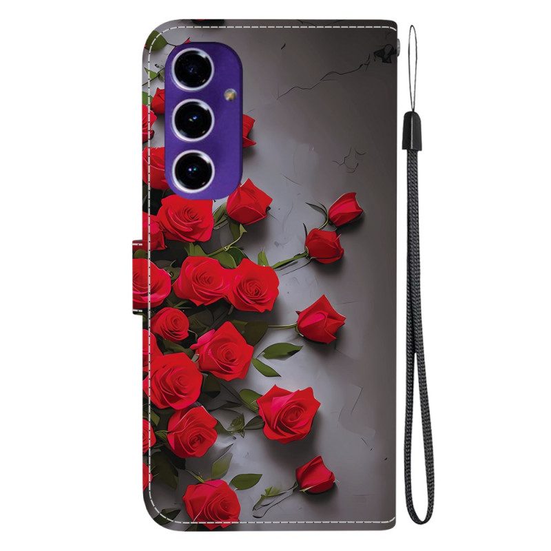 Läderfodral Samsung Galaxy A17 4g / 5g Telefonfodral Röda Rosor