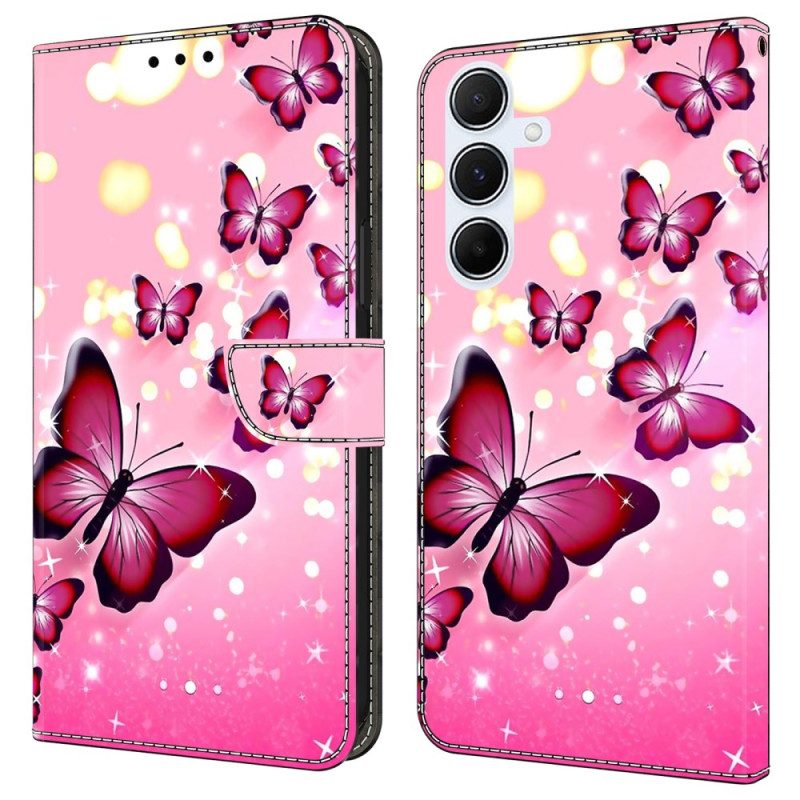 Läderfodral Samsung Galaxy A17 4g / 5g Telefonfodral Rosenfjärilar