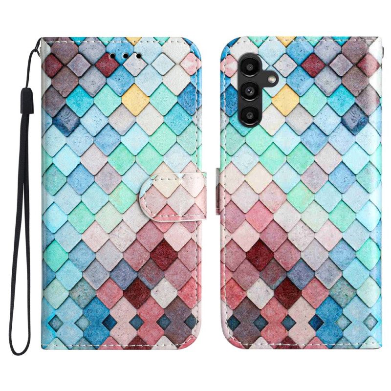 Läderfodral Samsung Galaxy A17 4g / 5g Telefonfodral Rutmönster