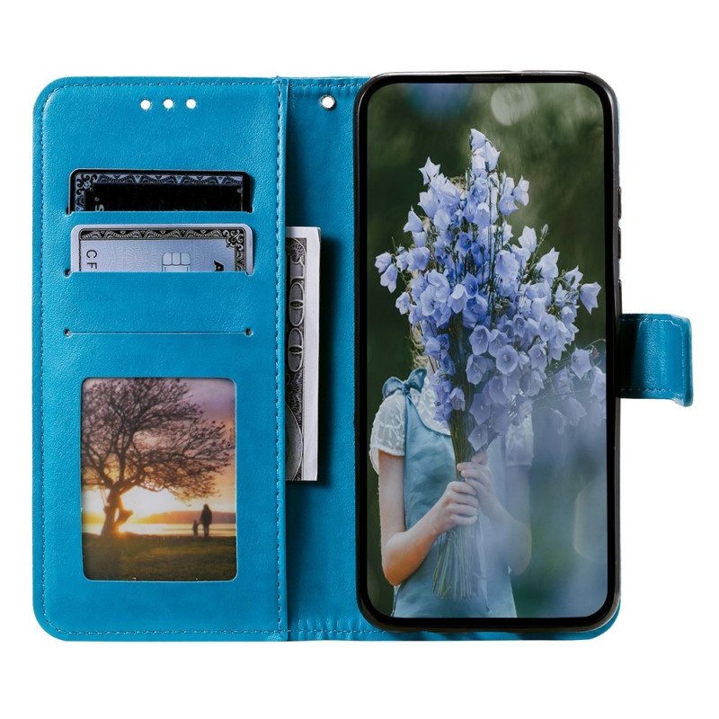 Läderfodral Samsung Galaxy A55 5g Telefonfodral Mandala Sol Med Rem