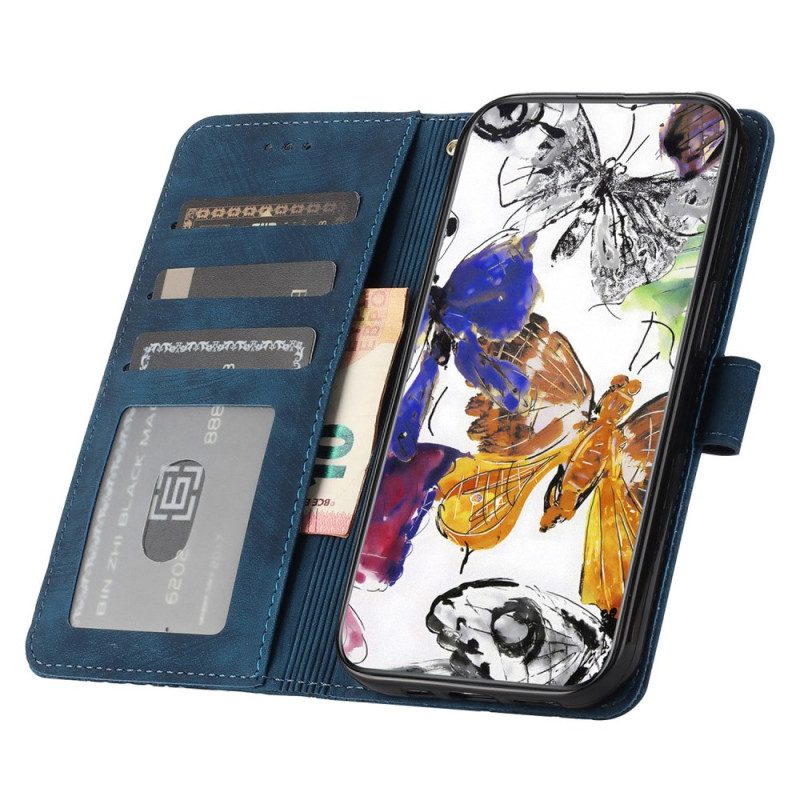 Läderfodral Samsung Galaxy S25 5g Edge Telefonfodral Fjärilseffekt I Mocka