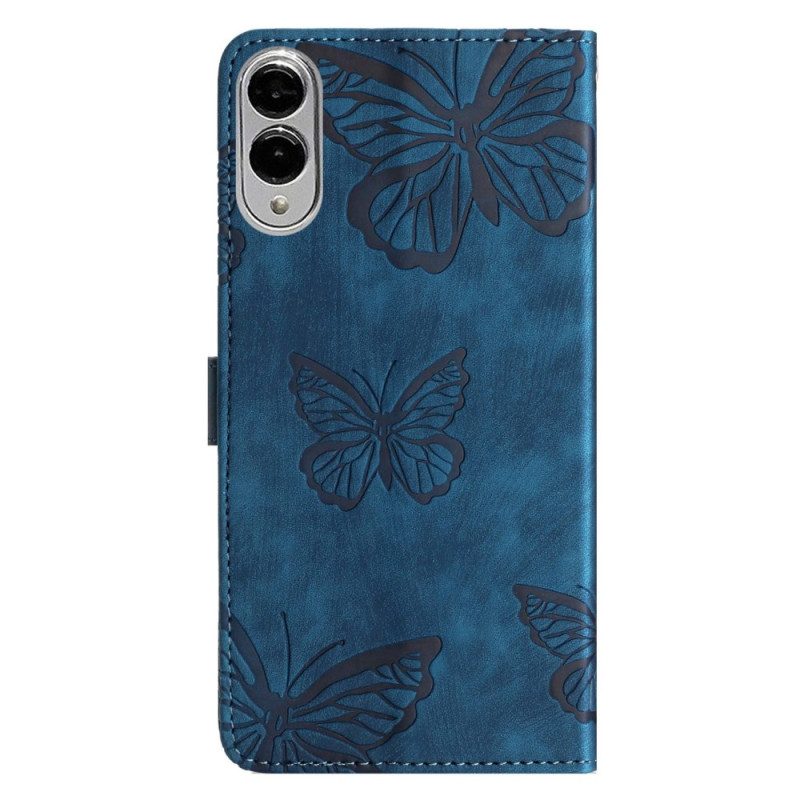 Läderfodral Samsung Galaxy S25 5g Edge Telefonfodral Fjärilseffekt I Mocka