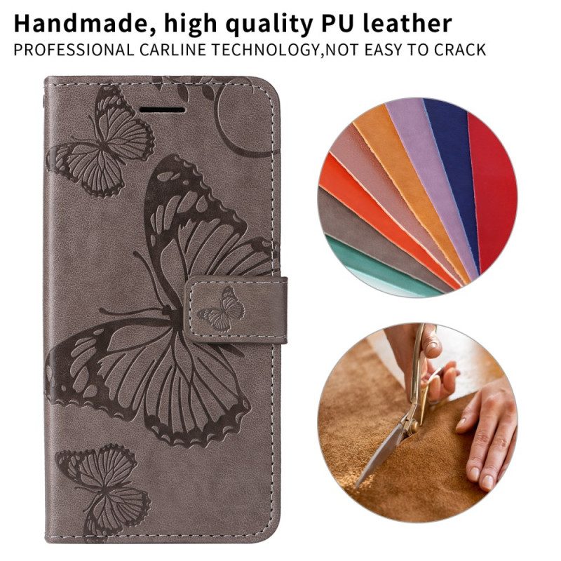 Läderfodral Samsung Galaxy S25 5g Edge Telefonfodral Jättefjärilsmönster