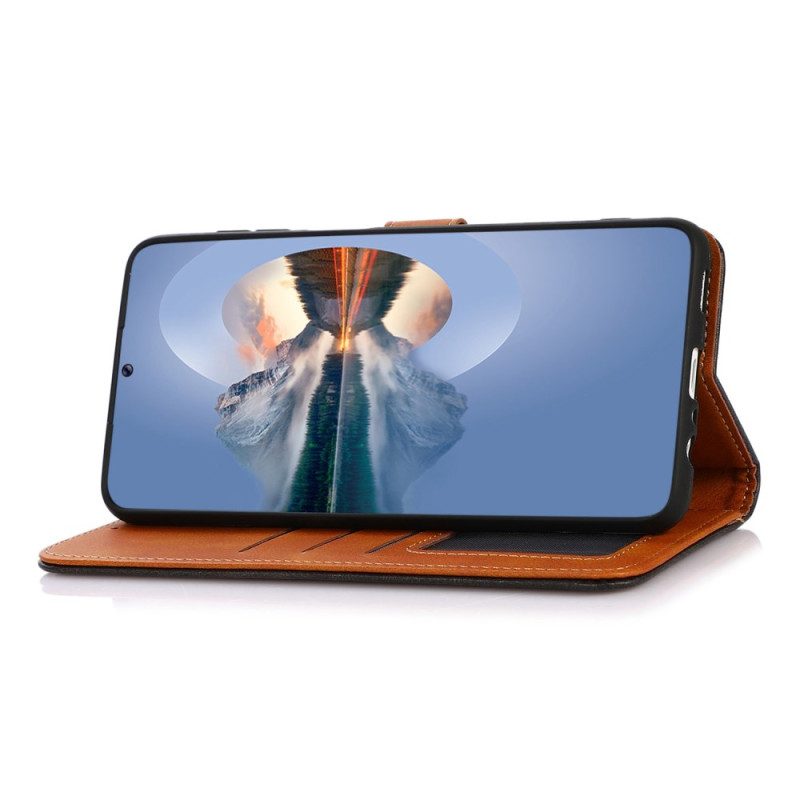 Läderfodral Samsung Galaxy S25 5g Edge Telefonfodral Khazneh Guldspänne