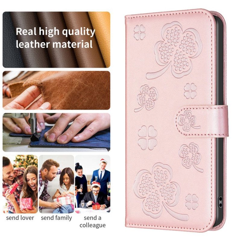 Läderfodral Samsung Galaxy S25 5g Edge Telefonfodral Klövermönster