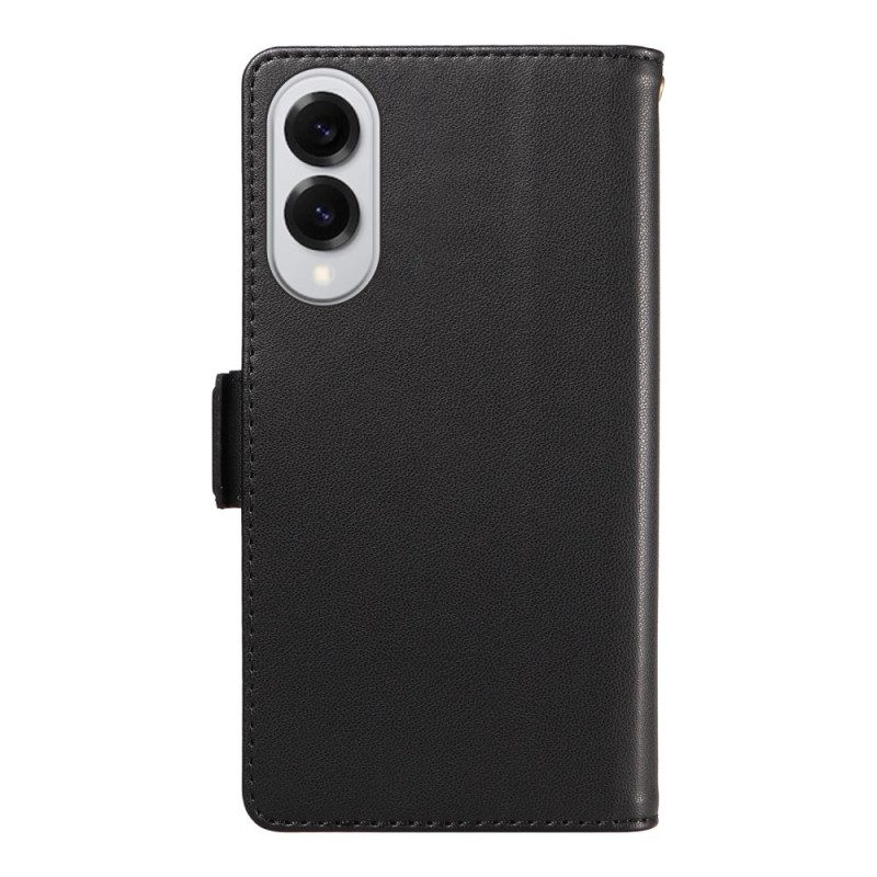 Läderfodral Samsung Galaxy S25 5g Edge Telefonfodral Korthållare Och Handledsrem