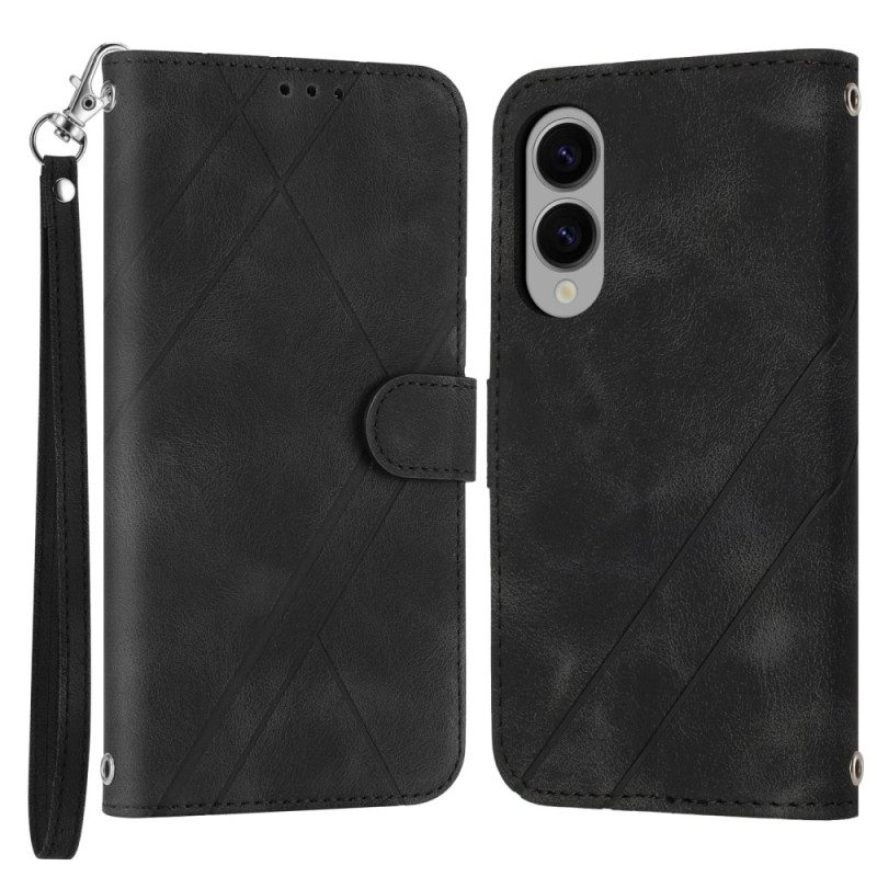 Läderfodral Samsung Galaxy S25 5g Edge Telefonfodral Tryckt Linjerem